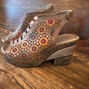 Spring Step Multicolor Cutout Wedge Sandals